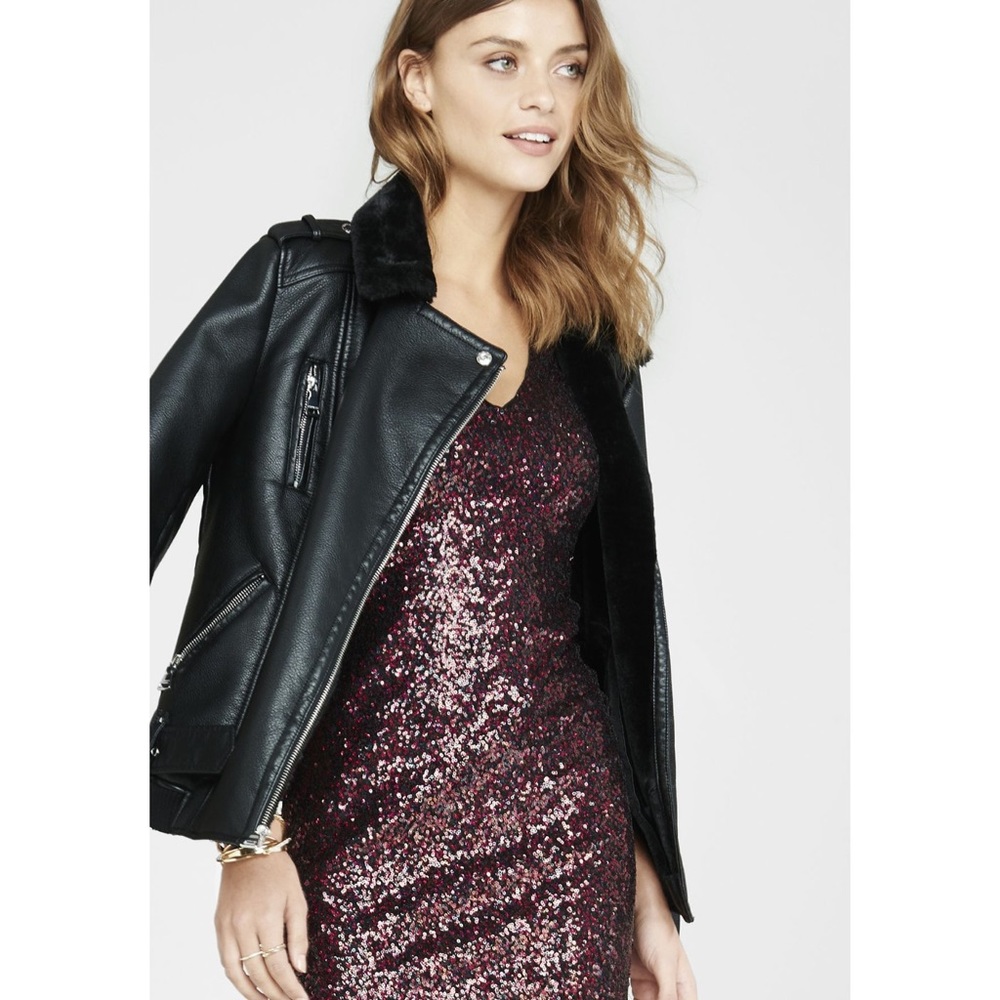 Express- Red and Black Sequin Dress